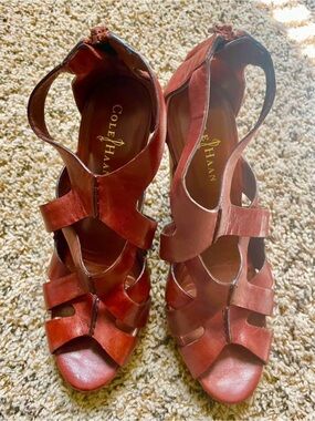 Cole Haan Red Leather Strappy Heels